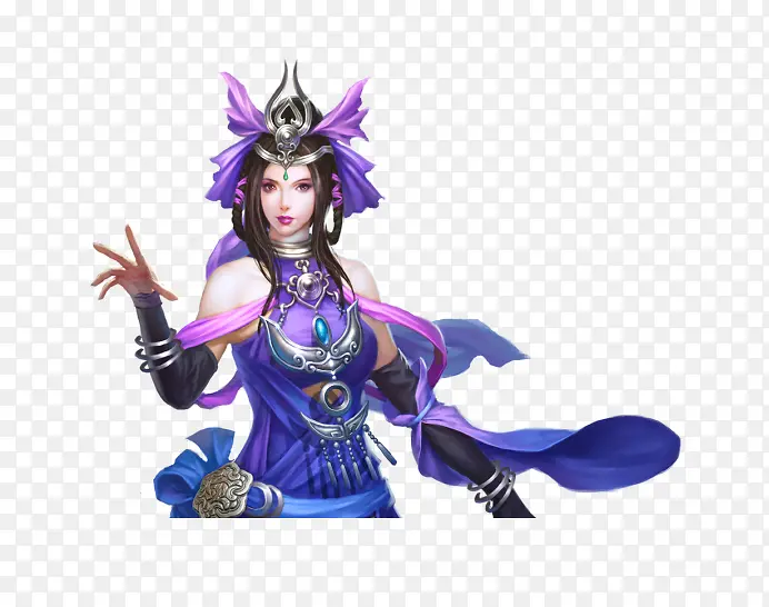 蓝衣妖艳美女游戏原画