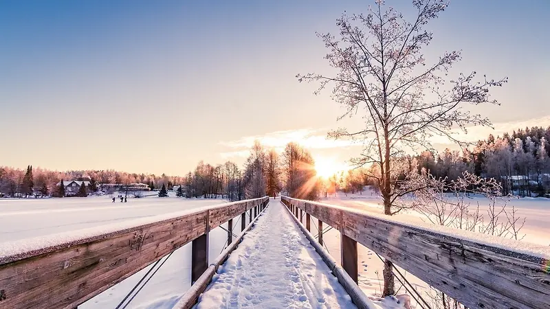 阳光下的雪景摄影图