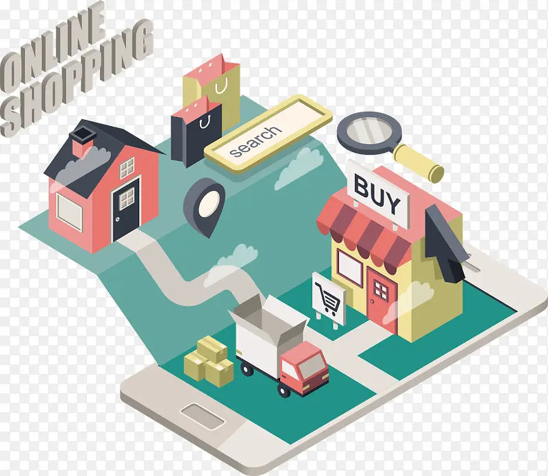 矢量卡通商店插画