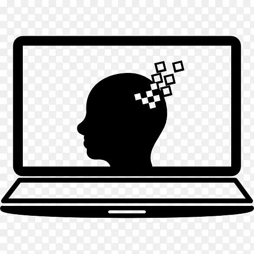 笔记本电脑的屏幕和人体头部图形图标