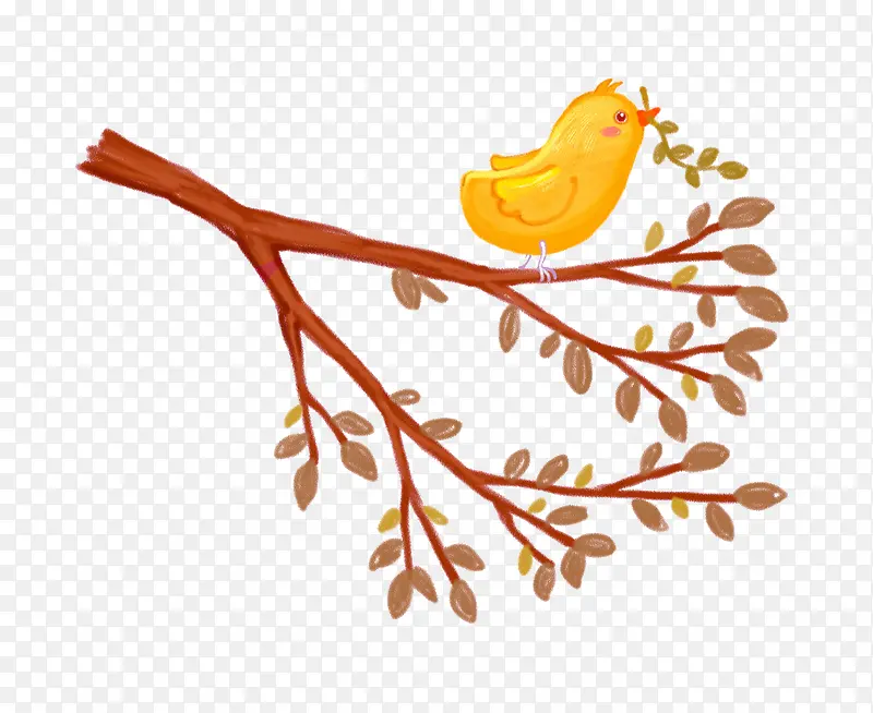 卡通树枝上的小鸟免抠图