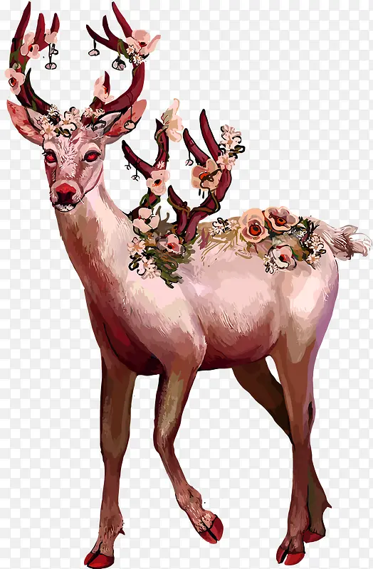 矢量鹿和花
