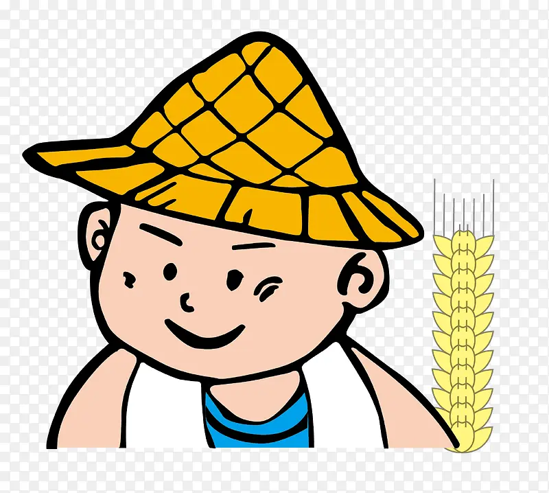 矢量农民收割麦穗