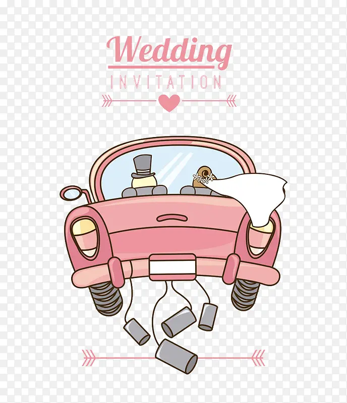 Wedding汽车婚礼主题卡片图片