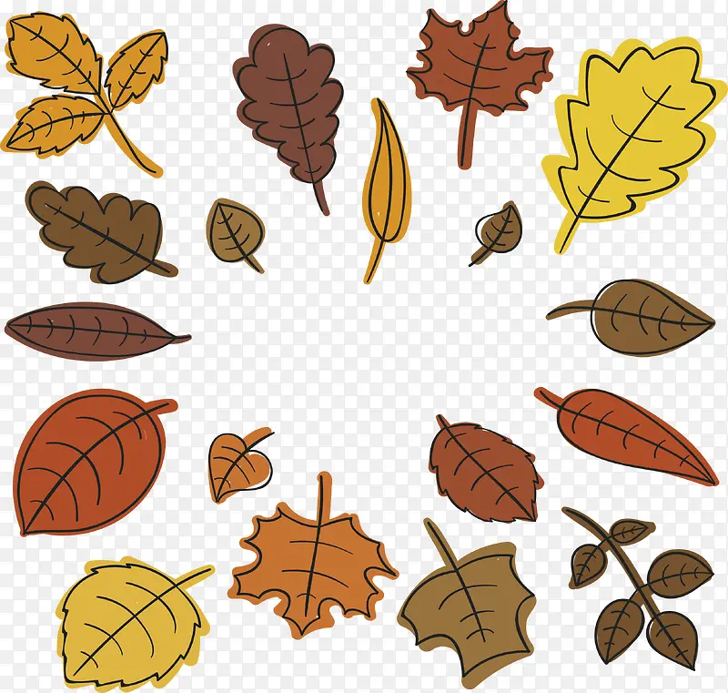 手绘秋天树叶标题框