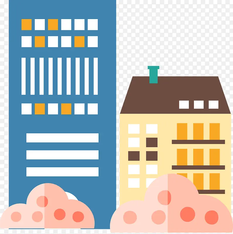 矢量彩色楼房住宅