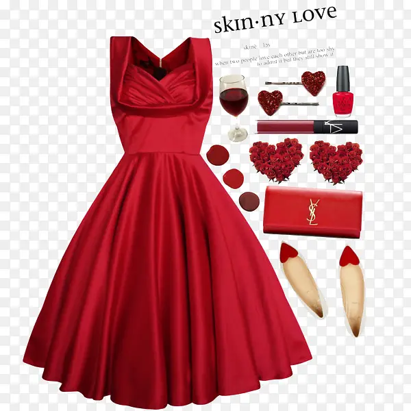 红色连衣裙和高跟鞋