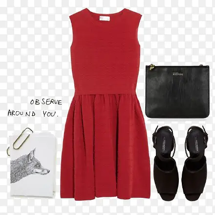 红色连衣裙和高跟鞋