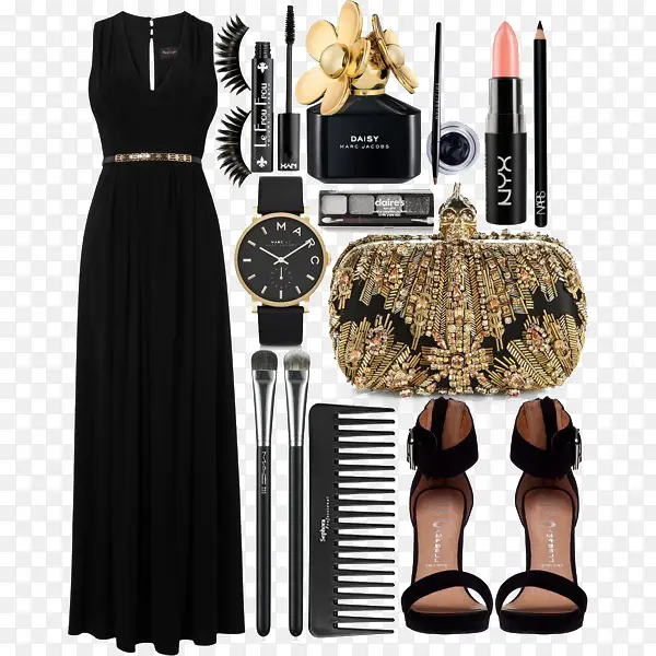 黑色连衣裙和高跟鞋