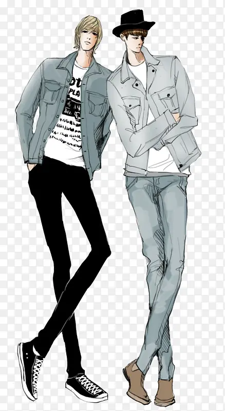灰色系休闲时尚男装设计插画