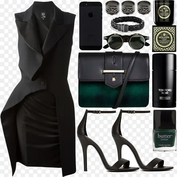 黑色连衣裙和高跟鞋