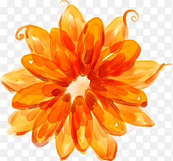 创意手绘合成橙色的花卉植物