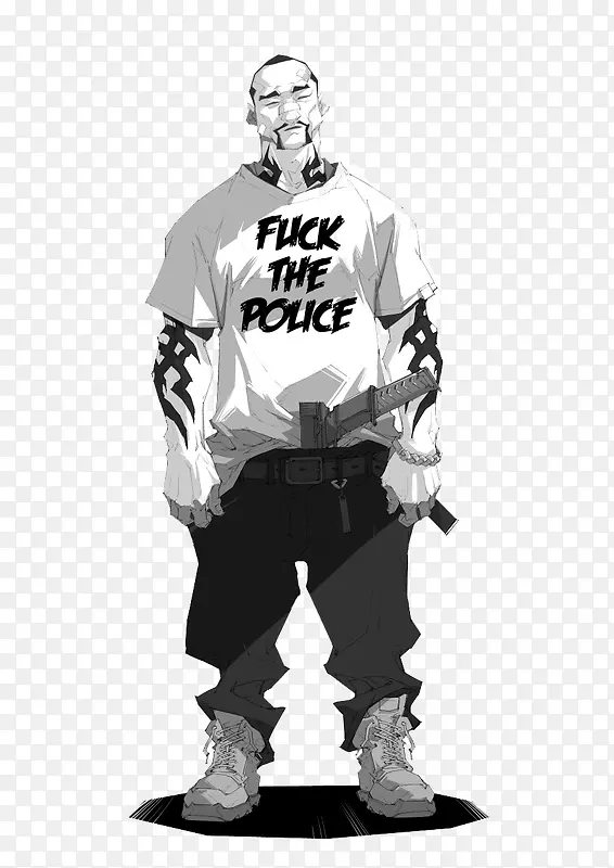 黑白纹身的男人