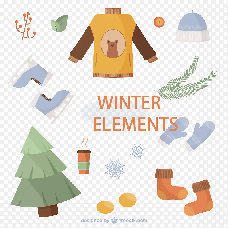 矢量元素可爱的冬季元素