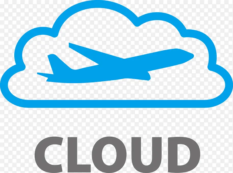 蓝色飞机云朵logo设计图