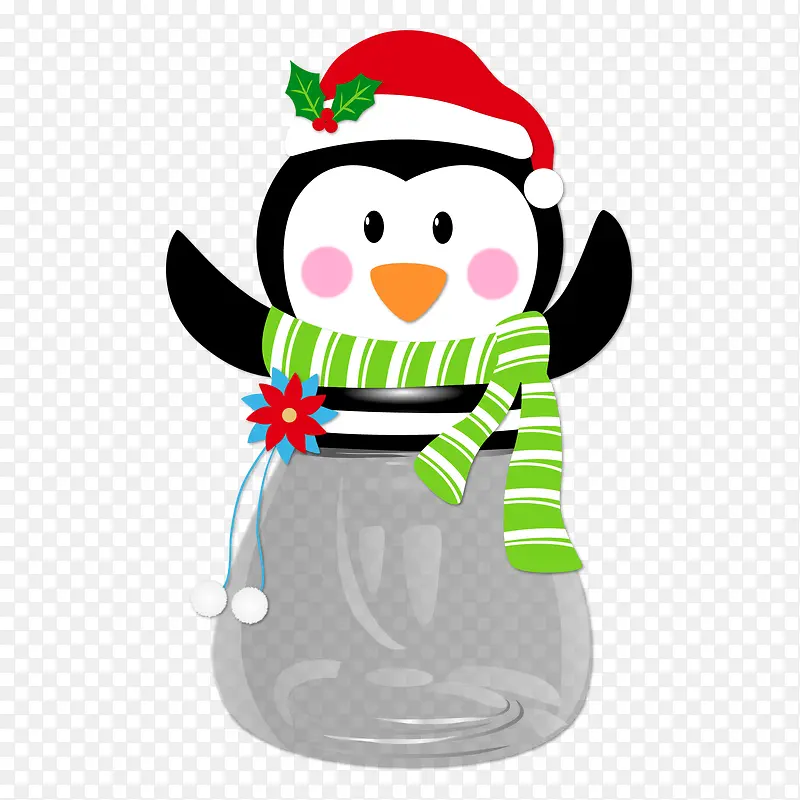 卡通圣诞企鹅糖果罐