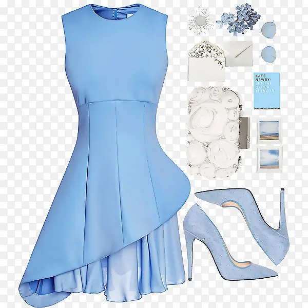 高端女装蓝色女裙搭配