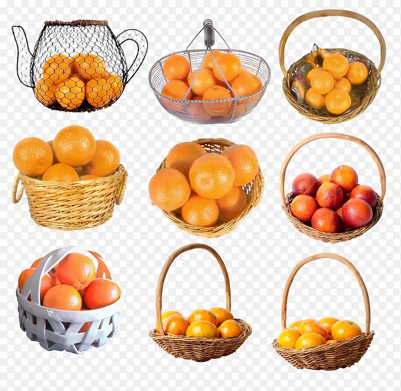 篮筐里的橙子素材
