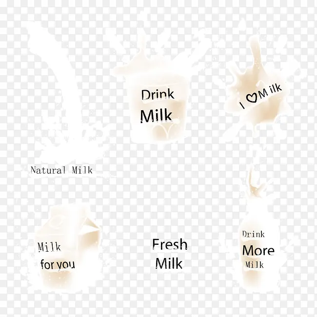 飞溅牛奶标签矢量素材