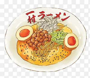 卡通手绘卤蛋饭