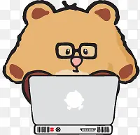 玩电脑的眼镜小熊