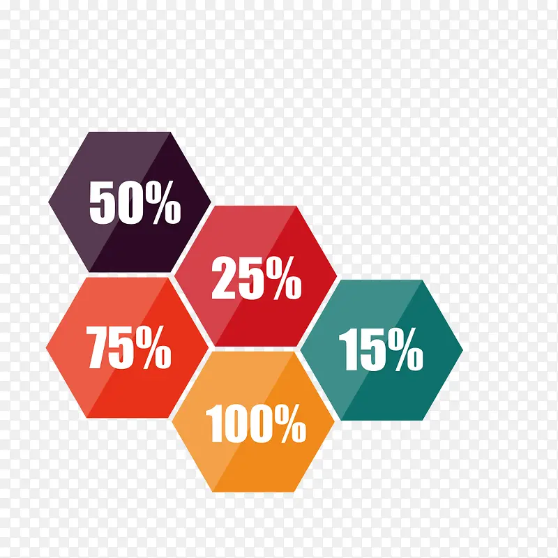 六边形蜂巢百分数矢量素材