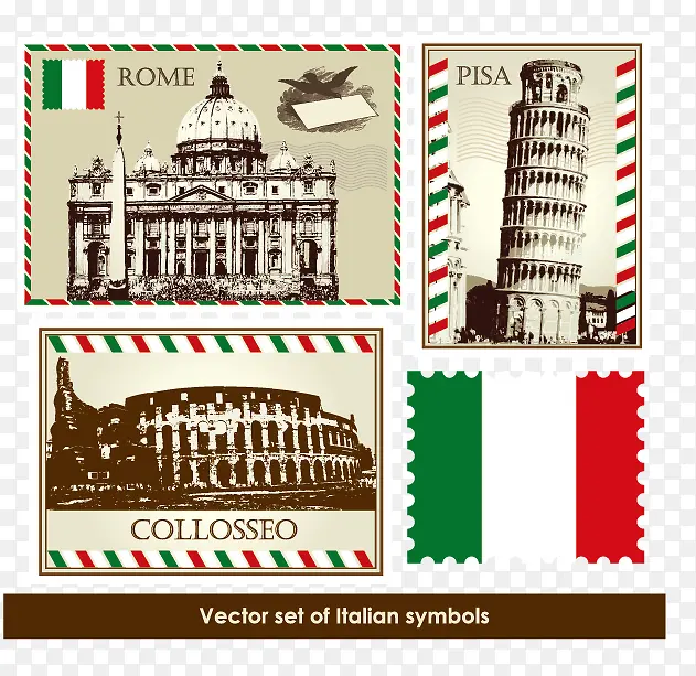 复古建筑邮票