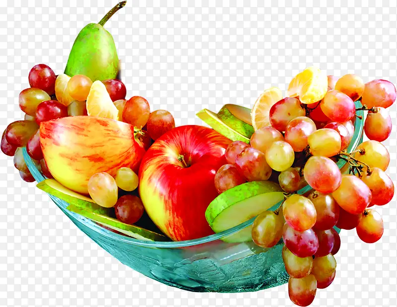 葡萄苹果新鲜水果盘