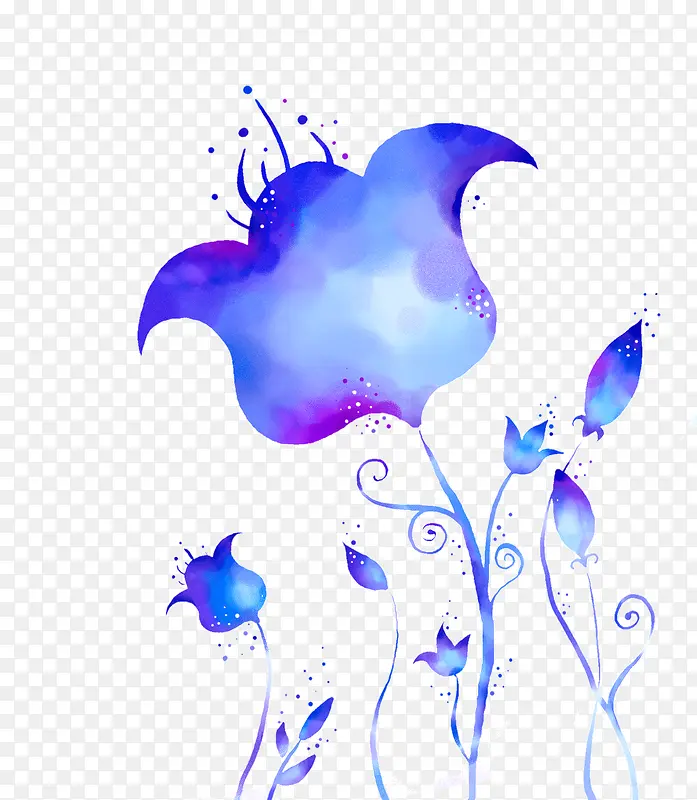 蓝色花朵插画