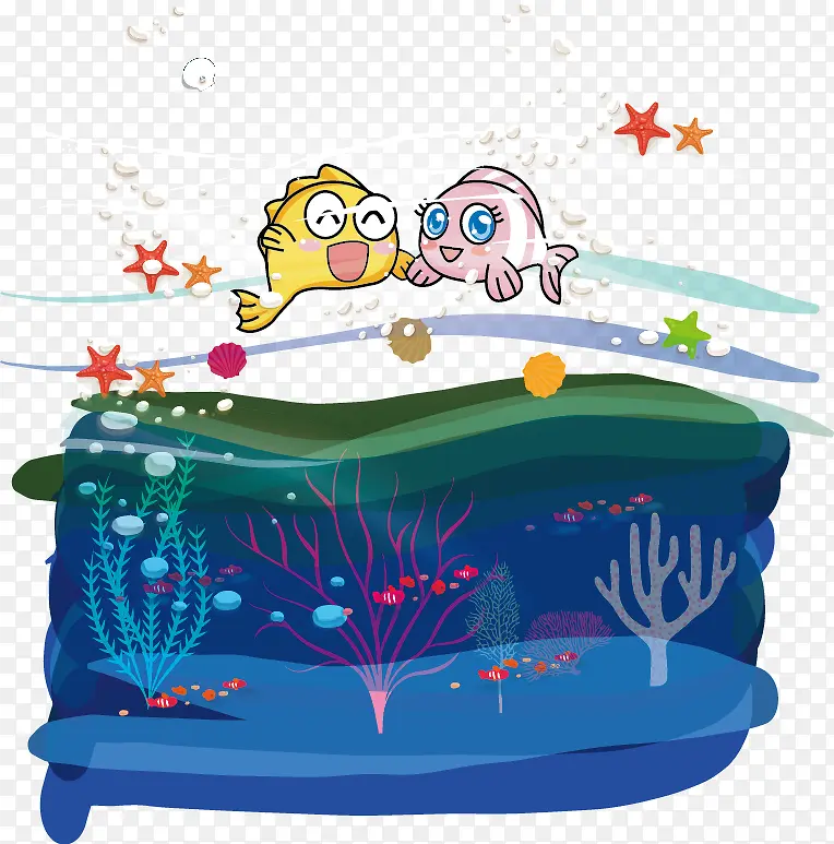 卡通可爱海底鱼圈