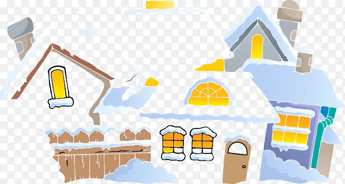 手绘大雪房子图案