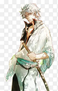 卡通立绘拿着武士刀的男子