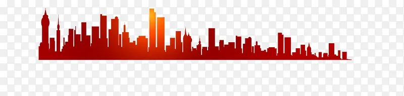 红色大都市城市群剪影