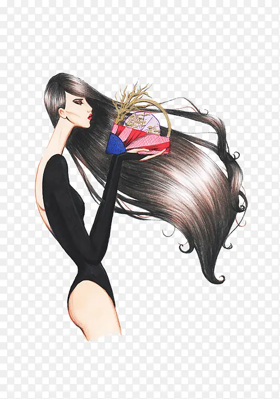 手绘女装设计插画稿