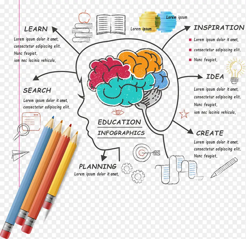 矢量铅笔和大脑