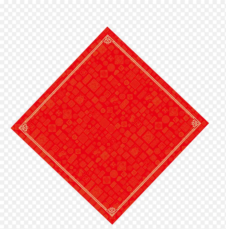 红色中国风方形墙贴