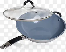 不锈钢银色带盖炒锅