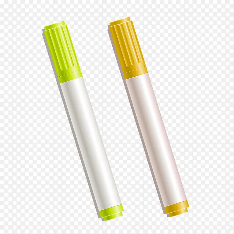 黄色绿色水彩笔画笔