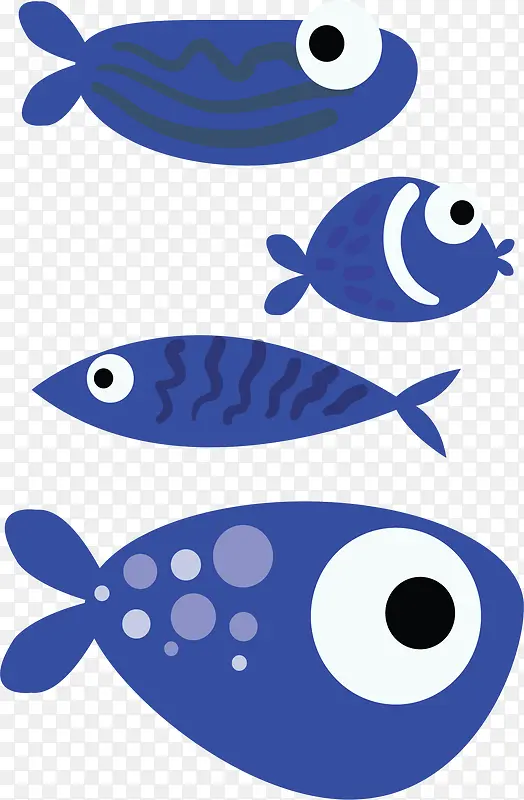 蓝色卡通海底的鱼类