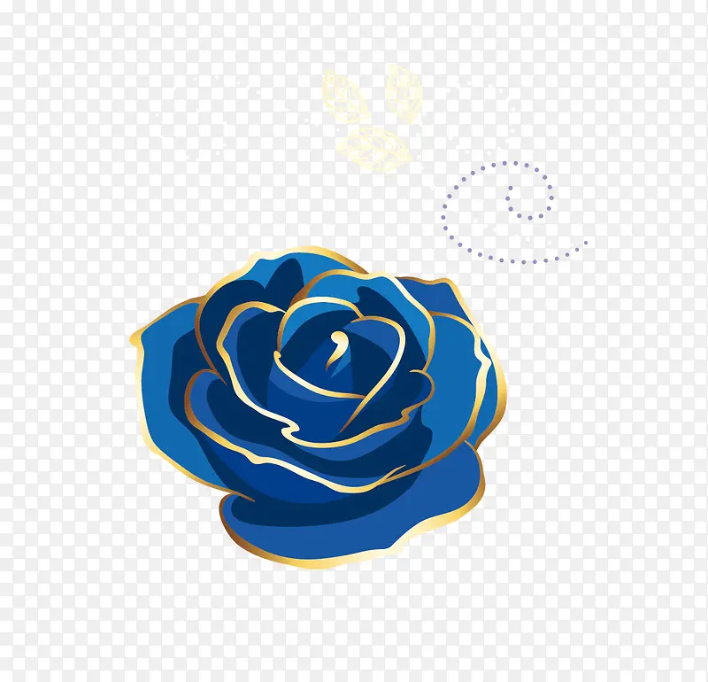 手绘蓝色的玫瑰花
