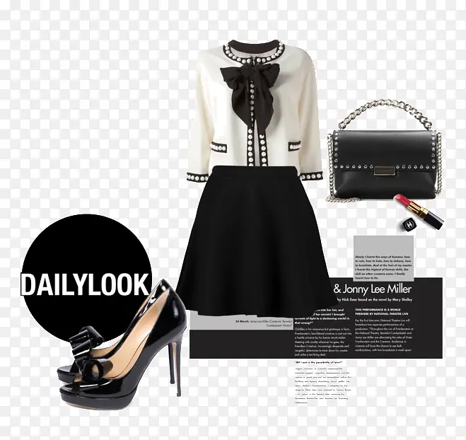 裙装和黑色高跟鞋