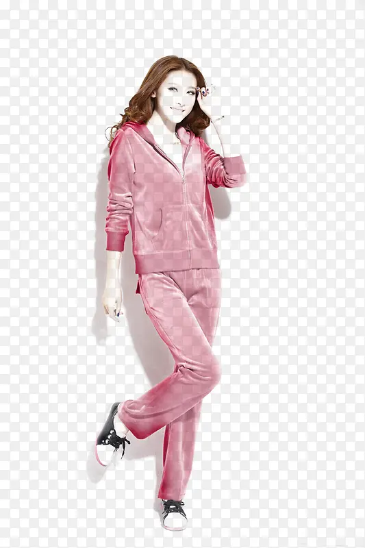 粉色时尚运动套装女孩