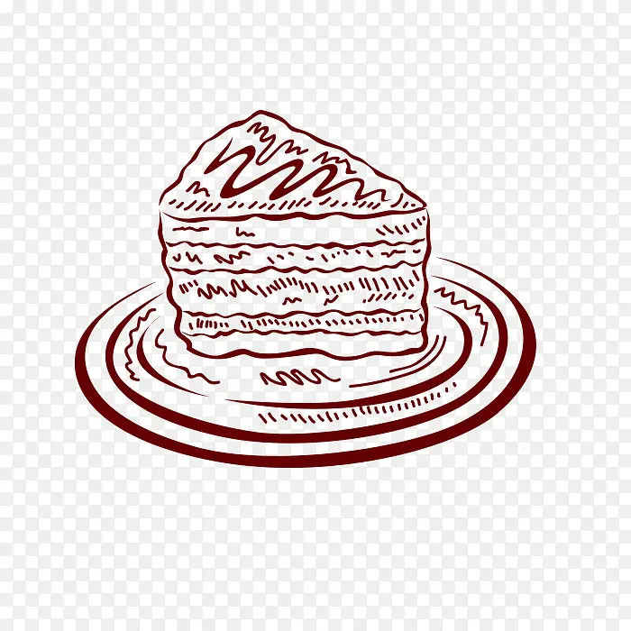 手绘盘子上的蛋糕