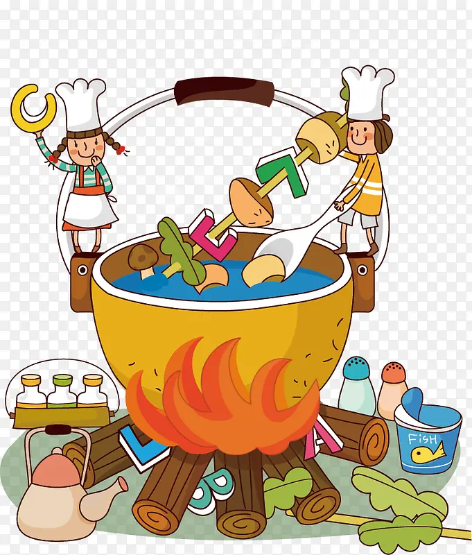 卡通做菜的厨师背景