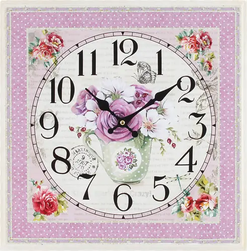 卡通紫色花卉时钟钟表