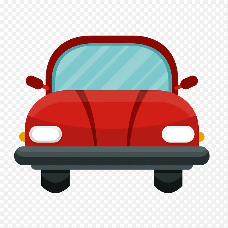 矢量扁平红色汽车