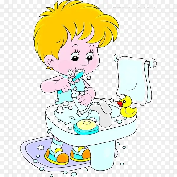 卡通小孩洗漱素材牙膏