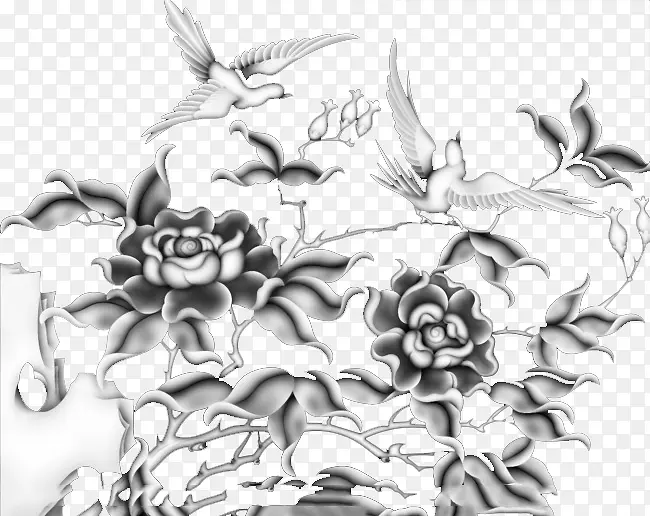 月季花鸟