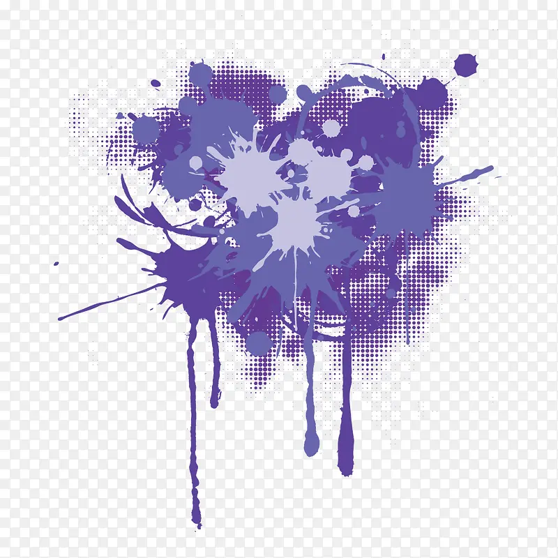 矢量迸溅紫色水彩油墨