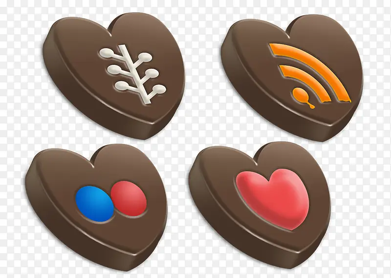 4个爱心巧克力图标